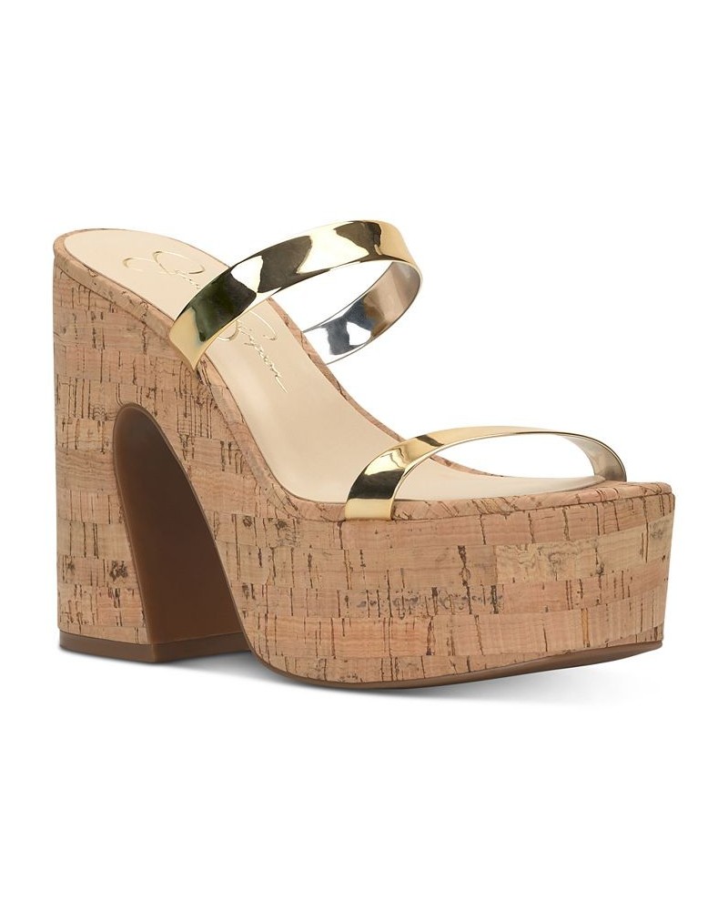 Women's Samhita Slip-On Platform Sandals Gold $47.96 Shoes