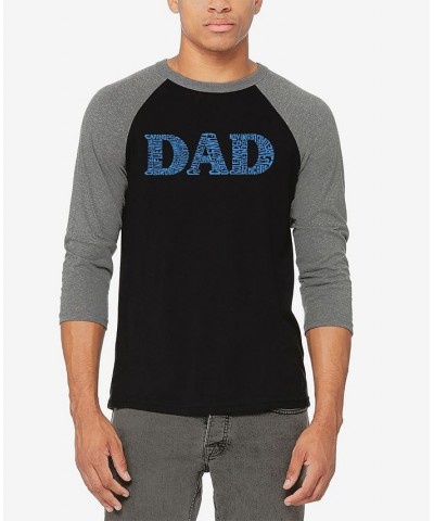 Men's Dad Raglan Baseball Word Art T-shirt Gray $20.70 T-Shirts