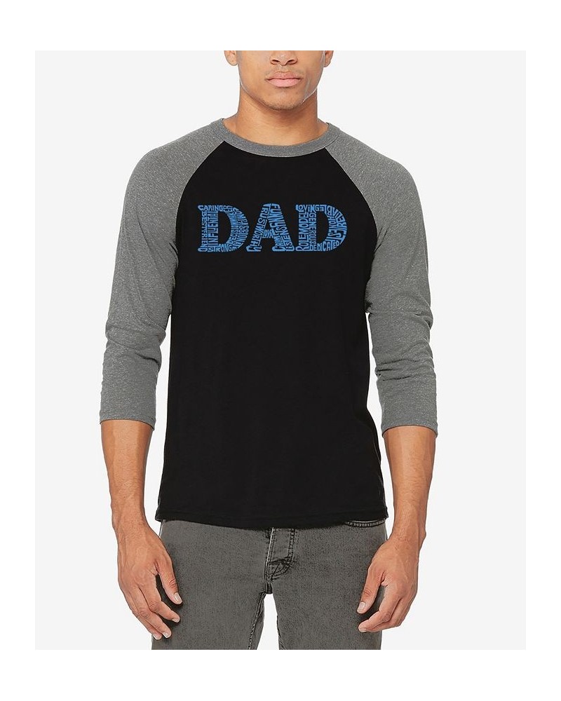 Men's Dad Raglan Baseball Word Art T-shirt Gray $20.70 T-Shirts