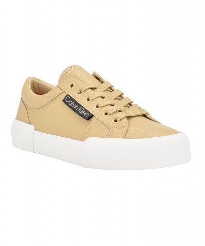 Women's Chanse Casual Lace Up Platform Sneakers Tan/Beige $45.54 Shoes