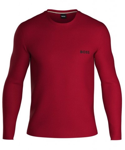 HUGO Men's Waffle-Knit Long-Sleeve T-Shirt Red $29.00 Pajama