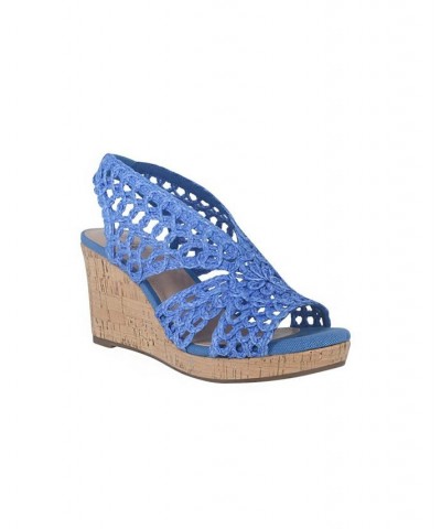 Women's Torban Platform Wedge Sandals Blue $46.55 Shoes