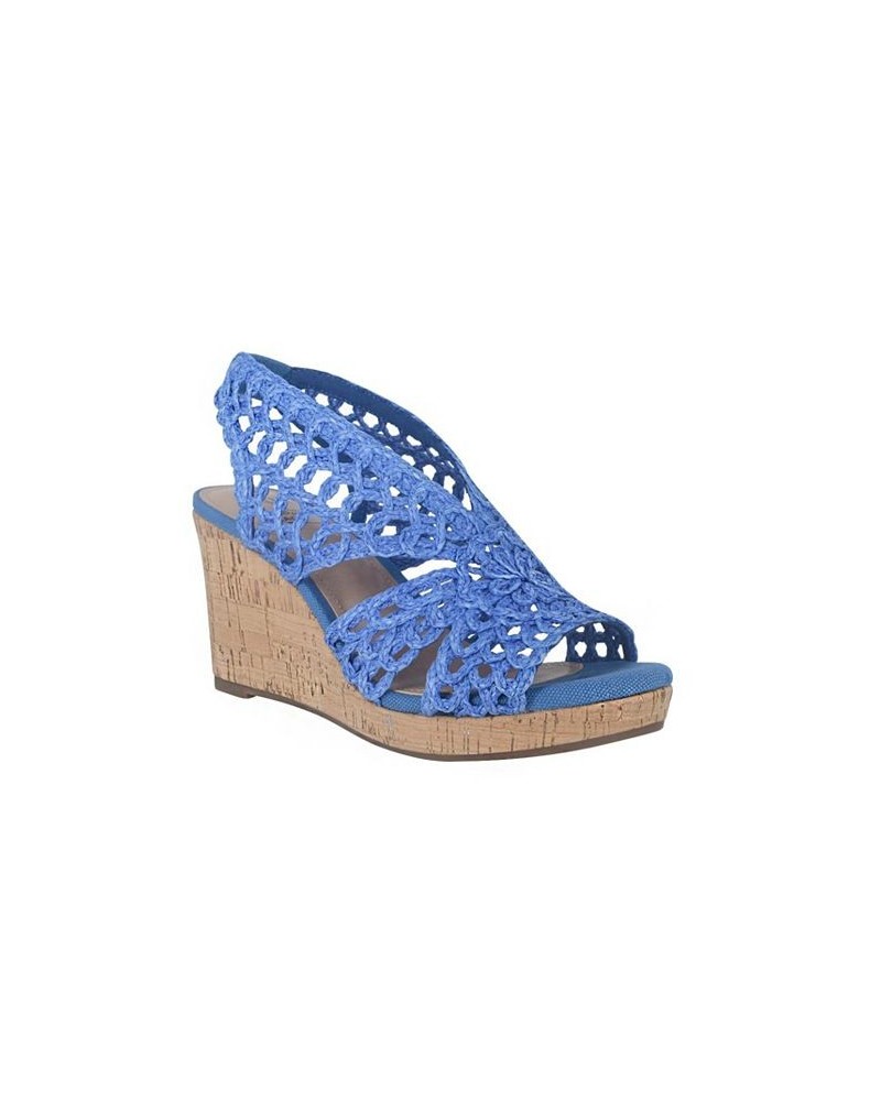 Women's Torban Platform Wedge Sandals Blue $46.55 Shoes