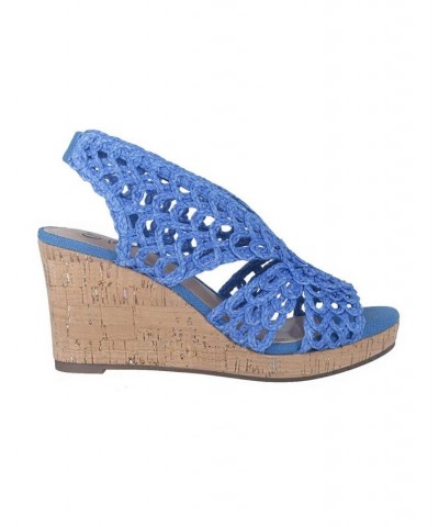 Women's Torban Platform Wedge Sandals Blue $46.55 Shoes