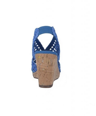 Women's Torban Platform Wedge Sandals Blue $46.55 Shoes