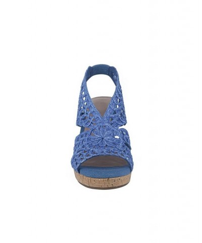 Women's Torban Platform Wedge Sandals Blue $46.55 Shoes