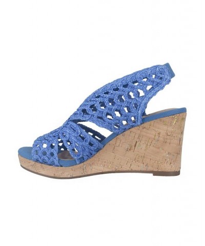 Women's Torban Platform Wedge Sandals Blue $46.55 Shoes