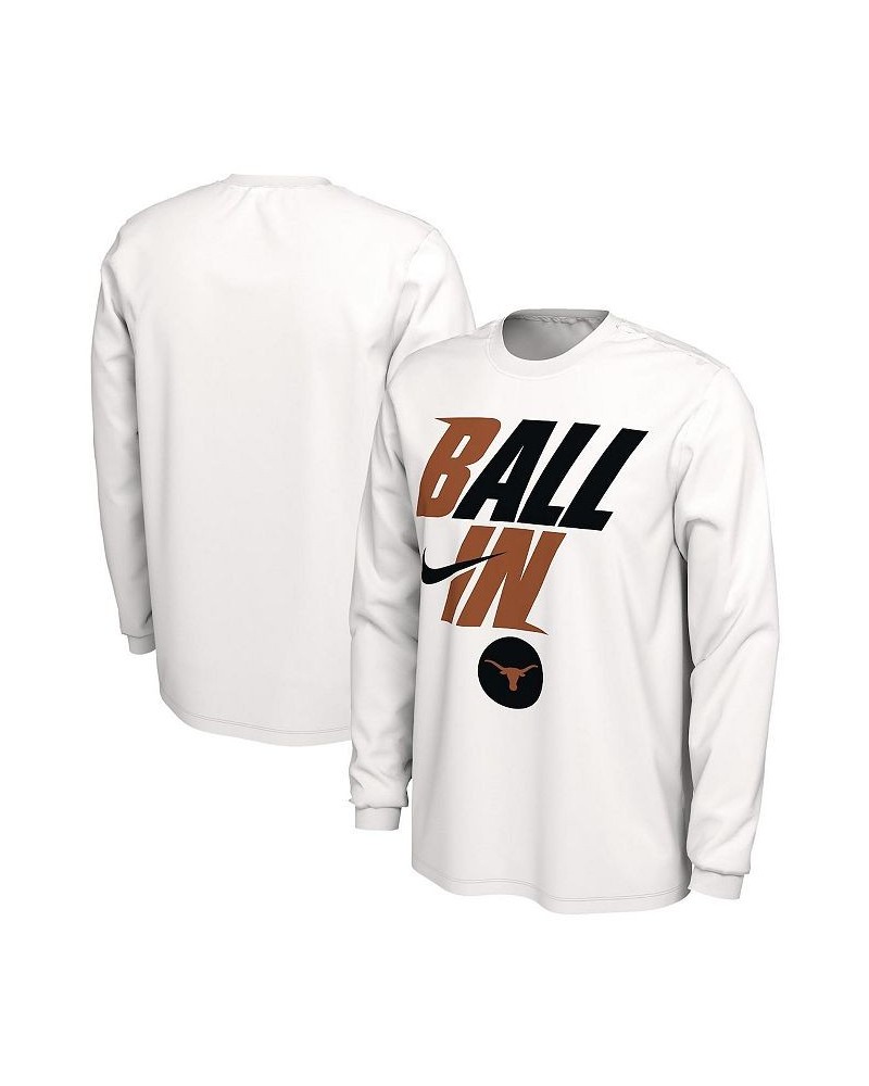 Men's White Texas Longhorns Ball In Bench Long Sleeve T-shirt $26.99 T-Shirts