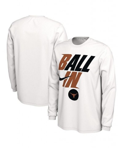 Men's White Texas Longhorns Ball In Bench Long Sleeve T-shirt $26.99 T-Shirts