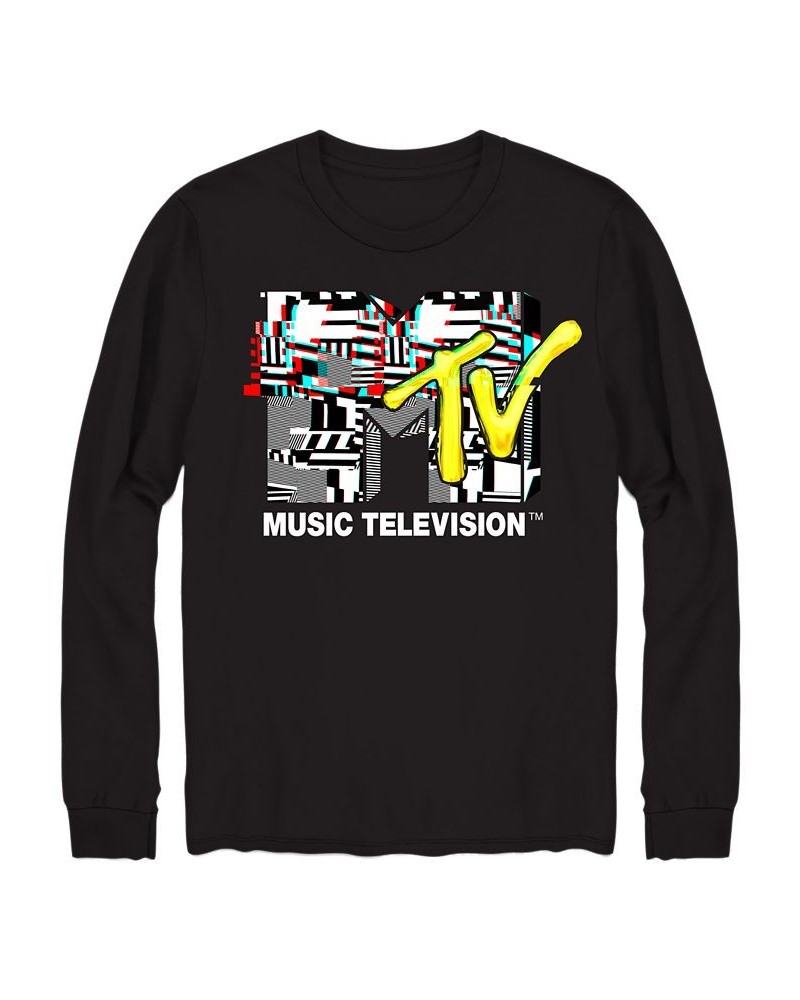 Mtv Glitch Men's Graphic T-Shirt Black $19.35 T-Shirts