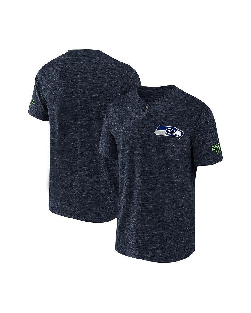 Men's NFL x Darius Rucker Collection by College Navy Seattle Seahawks Slub Henley T-shirt $17.20 T-Shirts