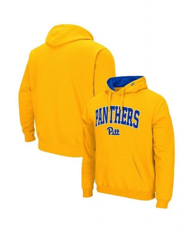 Men's Gold Pitt Panthers Arch & Team Logo 3.0 Pullover Hoodie $34.79 Sweatshirt