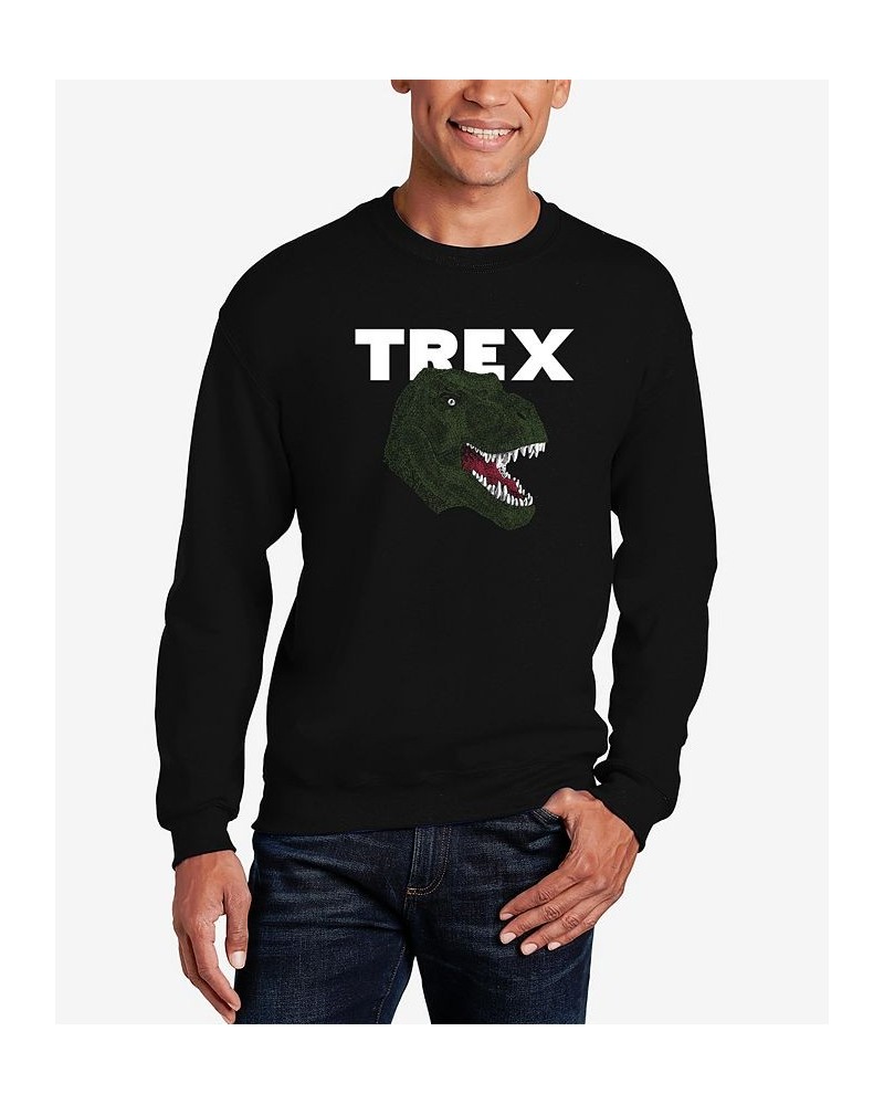 Men's Word Art T-Rex Head Crewneck Sweatshirt Black $27.99 Sweatshirt