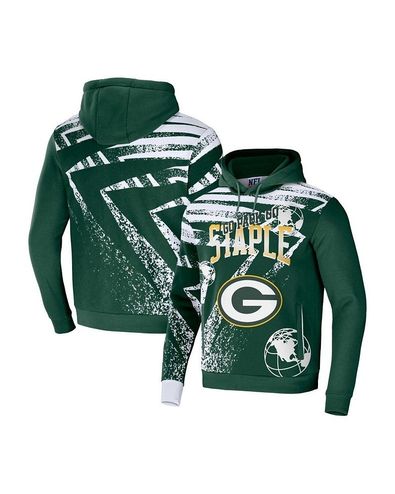 Men's NFL X Staple Hunter Green Green Bay Packers Team Slogan All Over Print Pullover Hoodie $38.49 Sweatshirt