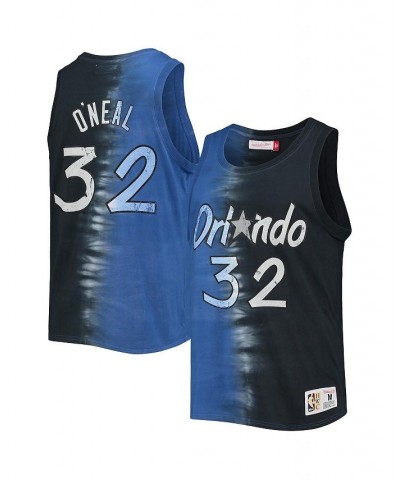 Men's Shaquille O'Neal Blue and Black Orlando Magic Hardwood Classics Tie-Dye Name and Number Tank Top $36.19 T-Shirts