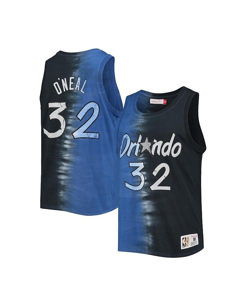 Men's Shaquille O'Neal Blue and Black Orlando Magic Hardwood Classics Tie-Dye Name and Number Tank Top $36.19 T-Shirts