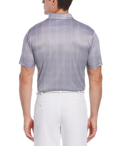 Men's Stretch Plaid Interlock Performance Golf Polo Shirt Gray $17.63 Polo Shirts