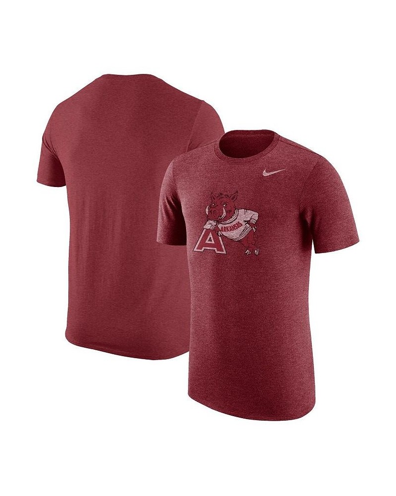 Men's Heathered Cardinal Arkansas Razorbacks Vintage-Like Logo Tri-Blend T-shirt $20.50 T-Shirts