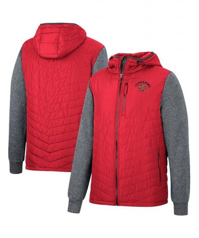 Men's Red, Charcoal Maryland Terrapins Course Herringbone Full-Zip Hoodie $44.10 Jackets