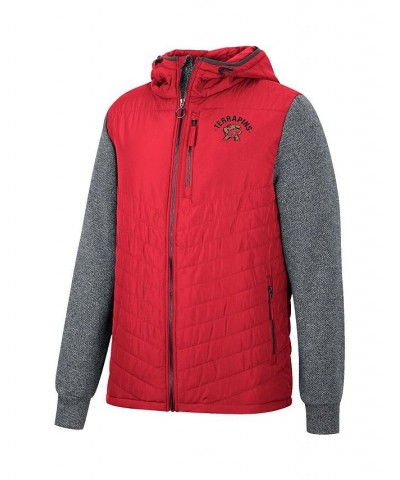 Men's Red, Charcoal Maryland Terrapins Course Herringbone Full-Zip Hoodie $44.10 Jackets