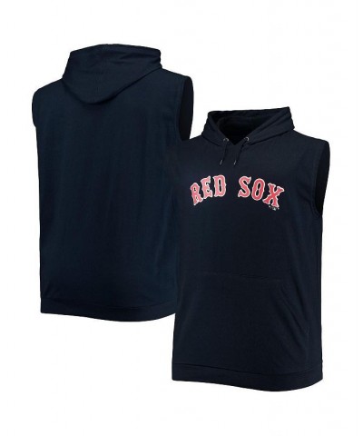 Men's Navy Boston Red Sox Jersey Muscle Sleeveless Pullover Hoodie $29.63 T-Shirts