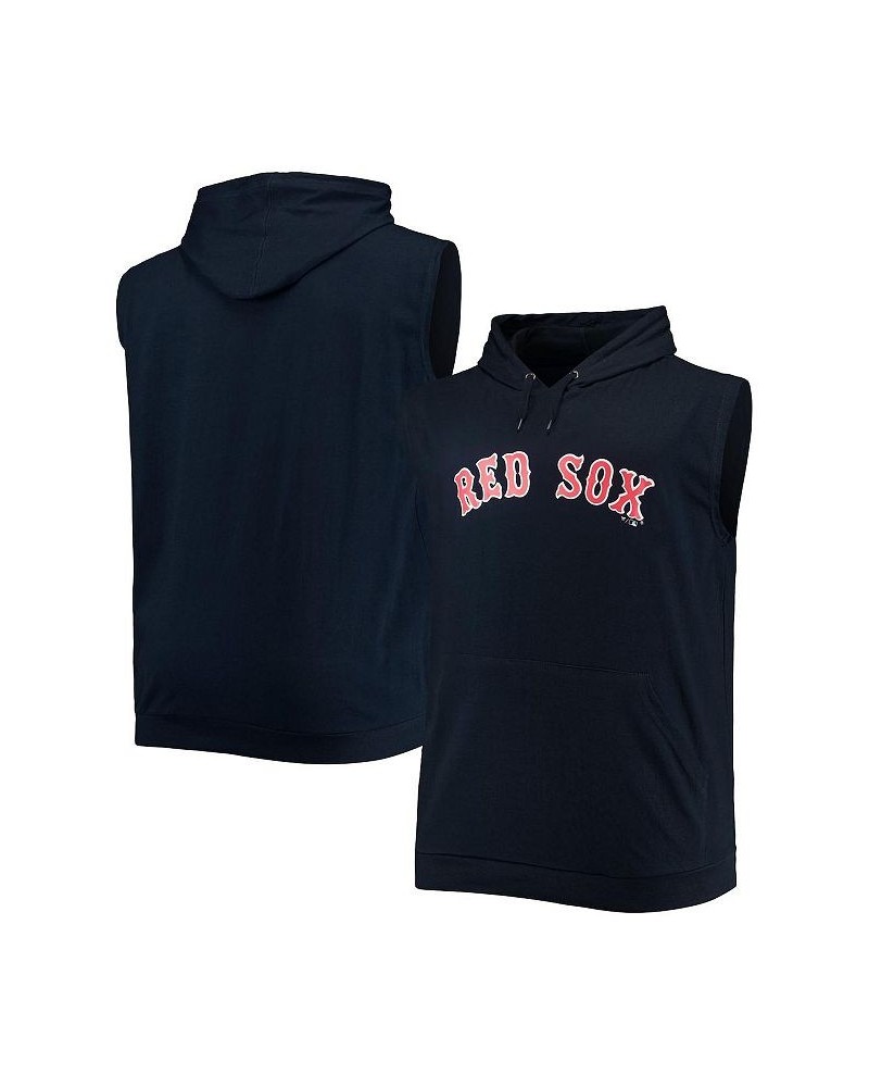 Men's Navy Boston Red Sox Jersey Muscle Sleeveless Pullover Hoodie $29.63 T-Shirts