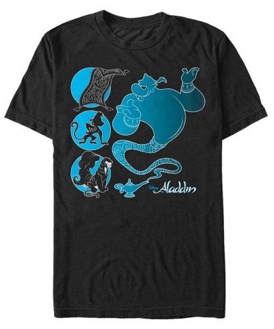 Disney Men's Aladdin Silhouette Characters Short Sleeve T-Shirt Black $16.45 T-Shirts