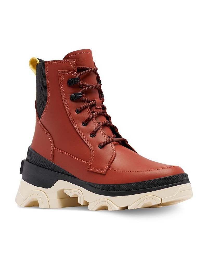 Women's Brex Lug Sole Lace-Up Boots Orange $43.97 Shoes