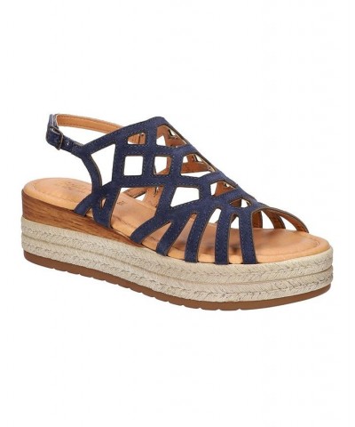 Women's Zip-Italy Wedge Sandals Blue $53.75 Shoes