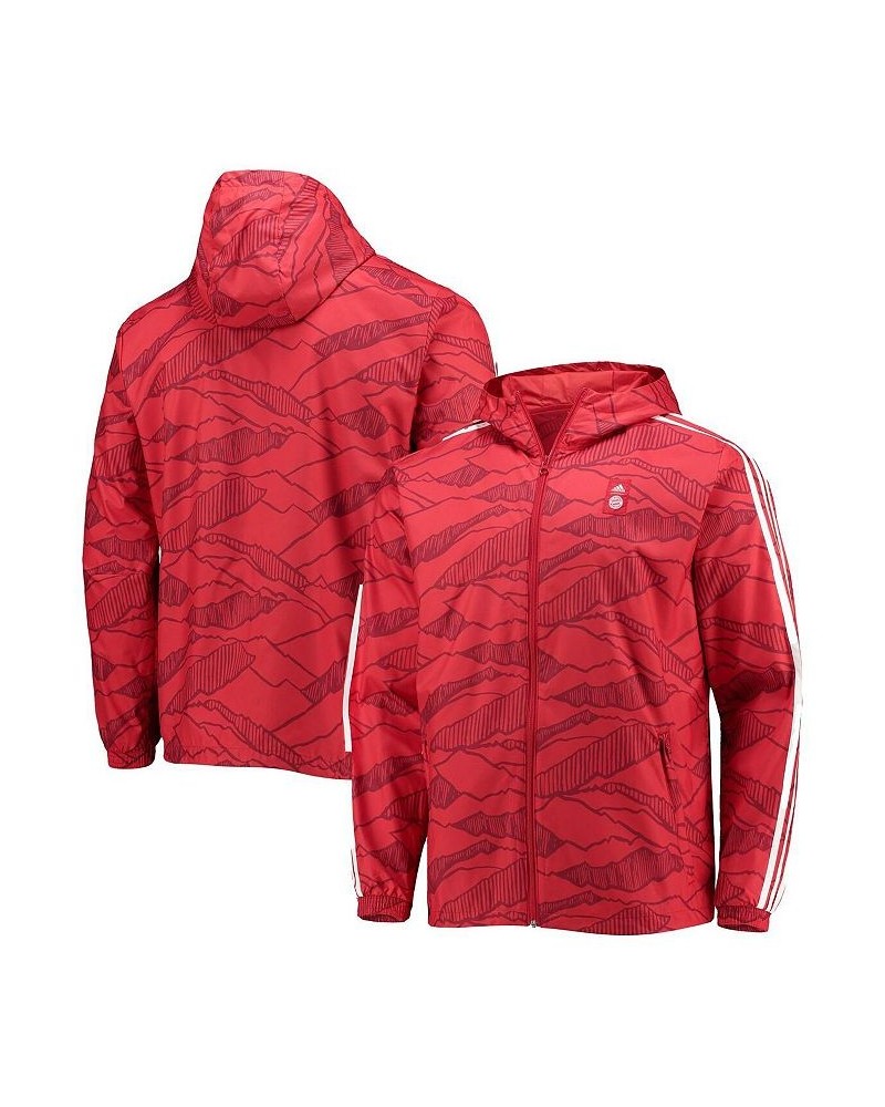 Men's Red, White Bayern Munich Full-Zip Windbreaker Hoodie Jacket $45.57 Jackets