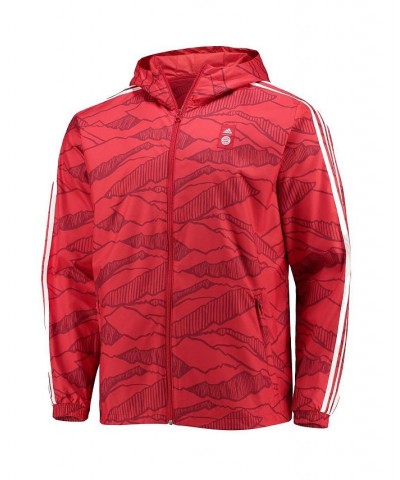 Men's Red, White Bayern Munich Full-Zip Windbreaker Hoodie Jacket $45.57 Jackets