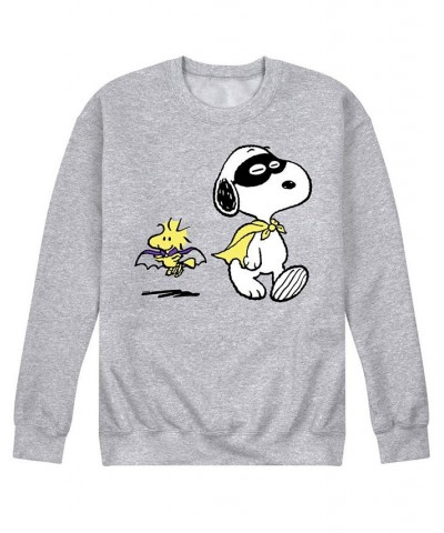 Men's Peanuts Super Hero Fleece T-shirt Gray $32.44 T-Shirts