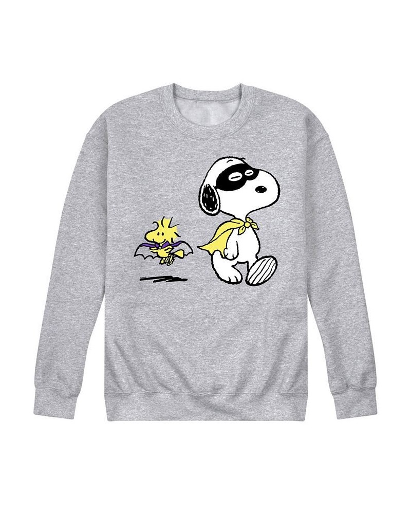 Men's Peanuts Super Hero Fleece T-shirt Gray $32.44 T-Shirts