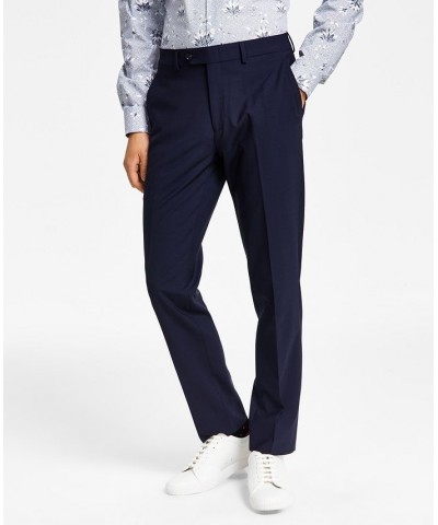 Men's Slim-Fit Wool Suit Pants Blue $32.25 Suits