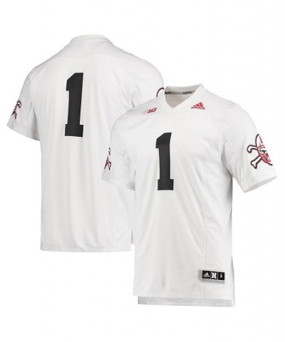 Men's 1 White Nebraska Huskers Premier Strategy Jersey $54.99 Jersey