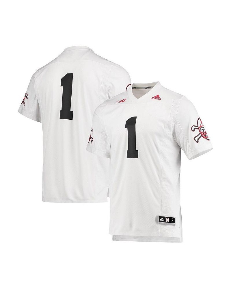 Men's 1 White Nebraska Huskers Premier Strategy Jersey $54.99 Jersey