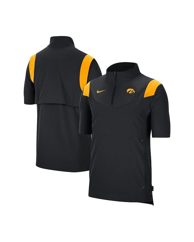 Men's Black Iowa Hawkeyes 2021 Coaches Short Sleeve Quarter-Zip Jacket $24.80 Jackets