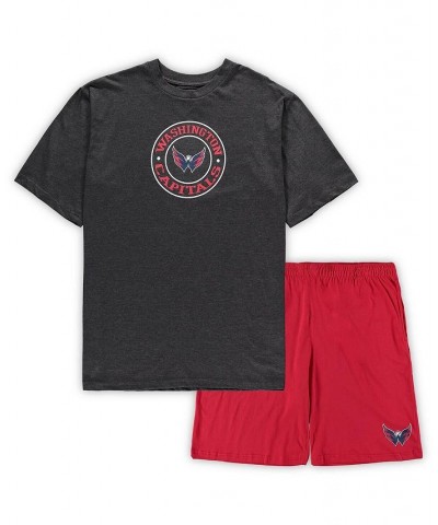 Men's Red, Heathered Charcoal Washington Capitals Big and Tall T-shirt and Shorts Sleep Set $35.20 Pajama