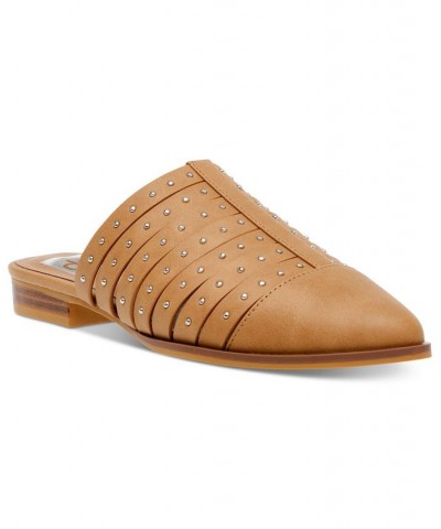 Women's Idilly Woven Slip-On Mule Flats Tan/Beige $32.25 Shoes