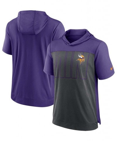 Men's Heather Charcoal, Purple Minnesota Vikings Performance Hoodie T-shirt $30.10 T-Shirts