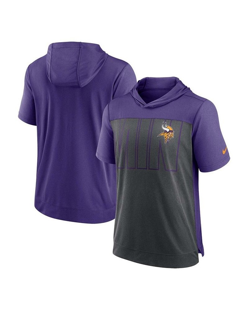 Men's Heather Charcoal, Purple Minnesota Vikings Performance Hoodie T-shirt $30.10 T-Shirts