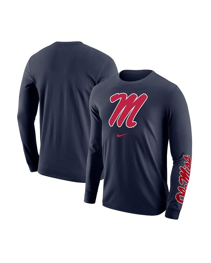 Men's Navy Ole Miss Rebels Team Lockup 2-Hit Long Sleeve T-shirt $18.40 T-Shirts