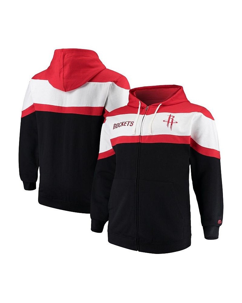 Men's Red, Black Houston Rockets Big and Tall Colorblock Wordmark Tripod Full-Zip Hoodie $30.73 Sweatshirt