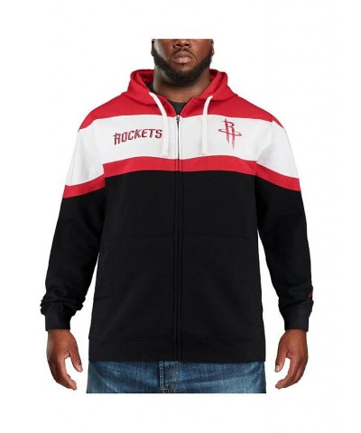 Men's Red, Black Houston Rockets Big and Tall Colorblock Wordmark Tripod Full-Zip Hoodie $30.73 Sweatshirt