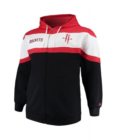 Men's Red, Black Houston Rockets Big and Tall Colorblock Wordmark Tripod Full-Zip Hoodie $30.73 Sweatshirt