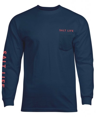 Men's Sailin' Flag Graphic Long-Sleeve T-Shirt Blue $17.64 T-Shirts