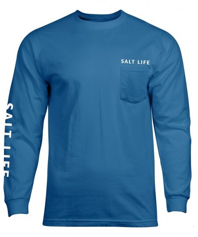 Men's Sailin' Flag Graphic Long-Sleeve T-Shirt Blue $17.64 T-Shirts