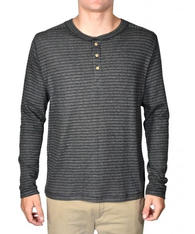 Men's Yarn-Dyed Ribbed Long Sleeve Henley Shirt Gray $33.00 Shirts