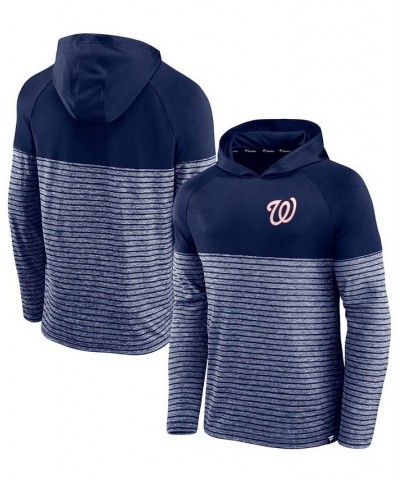 Men's Navy Washington Nationals Line Up Shadow Stripe Raglan Pullover Hoodie $35.74 Sweatshirt