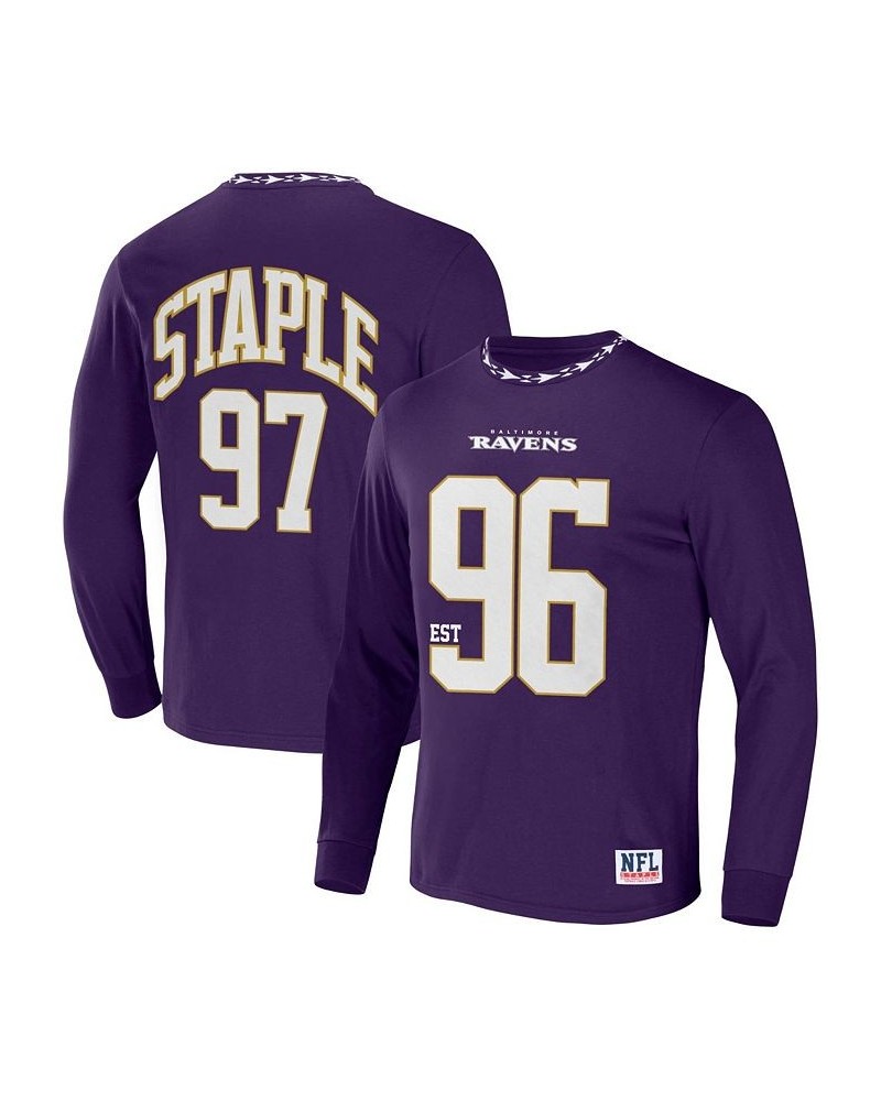 Men's NFL X Staple Purple Baltimore Ravens Core Long Sleeve Jersey Style T-shirt $22.56 T-Shirts